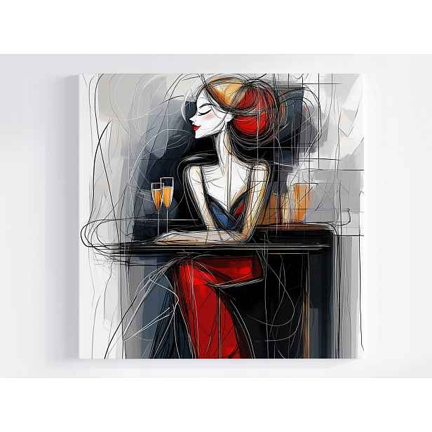 Obraz Na Plátně Canvas Portrét Žena Šampaňské Setkání Art Deco 50x50