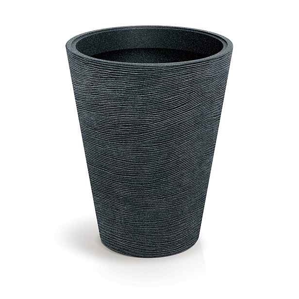 Prosperplast Plastový květináč TUBRAN ROUND MIDL 48 cm černý granit