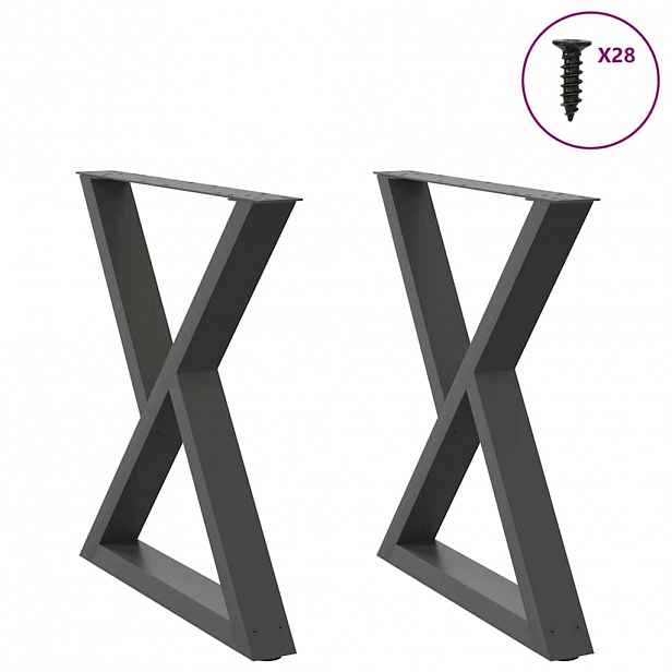 vidaXL Nohy k jídelnímu stolu 2 ks antracitové 70 x (72-73,3) cm ocelové