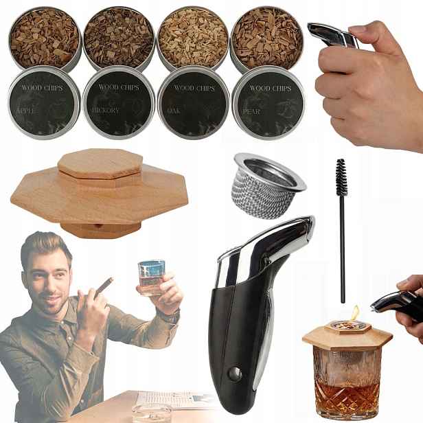 Sada Na Uzení Whisky Dárek Pro Kluka Smoker Dřevěné Nápoje
