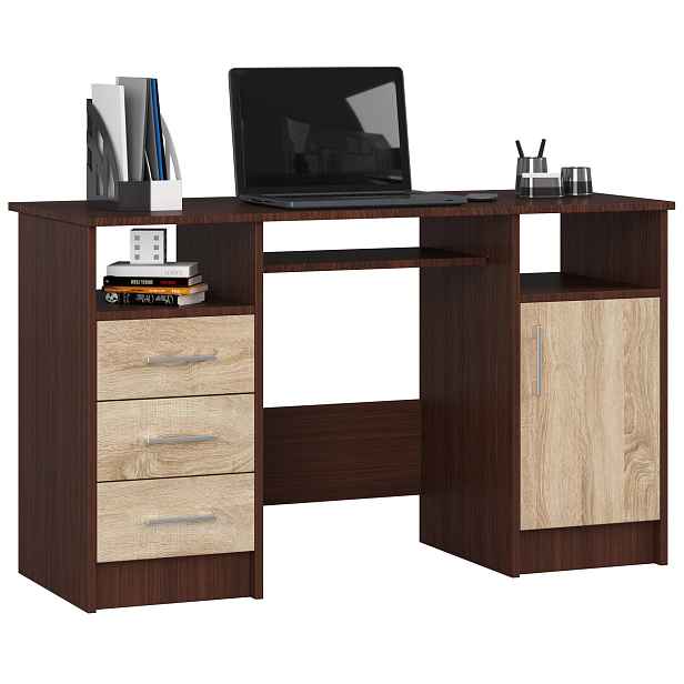 Ak furniture Volně stojící psací stůl Ana 124 cm wenge/dub sonoma