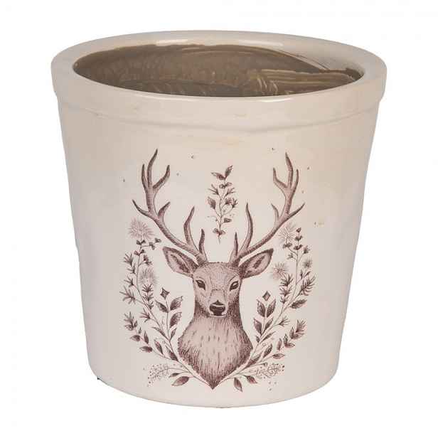 Béžový obal na květináč s jelenem Gentle Wilderness L - Ø 17*16 cm Clayre & Eef