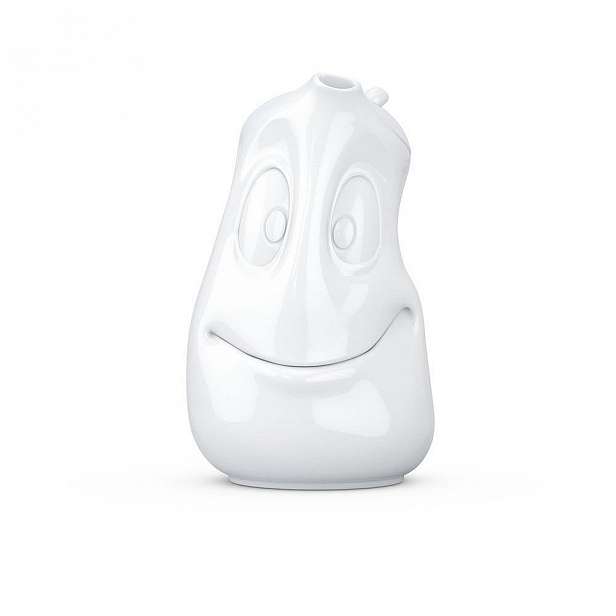 Bílá usměvavá konvice z porcelánu 58products, objem 1200 ml