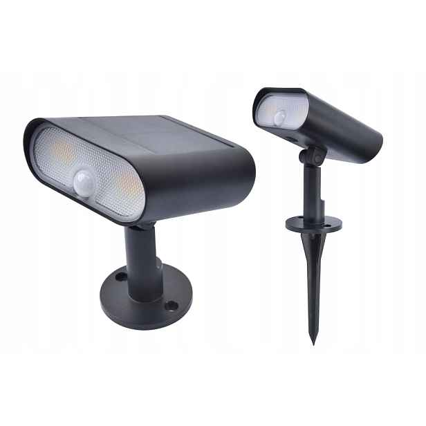 Lutec Ginbo Černá Led nástěnná lampa 7W Solar IP44 Snímač pohybu