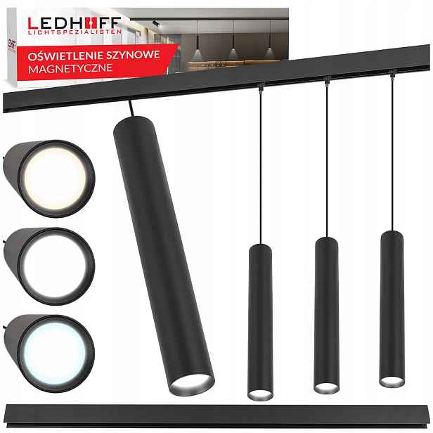 Magnetická lišta 1 m 3x Led závěsná lampa bodová 12W Kabel 3 Barvy M20