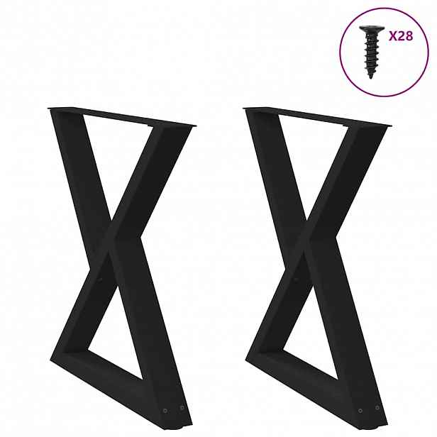vidaXL Nohy k jídelnímu stolu 2 ks černé 80 x (72-73,3) cm ocelové