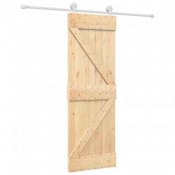 vidaXL Posuvné dveře Přírodní a bílá 70 x 210 cm Masivní borové dřevo