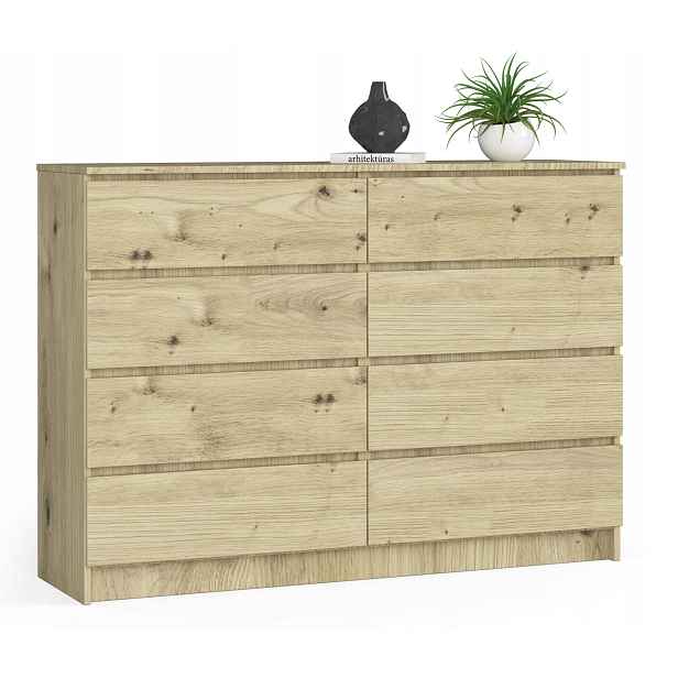 Komoda skříňka K140 8 zásuvek dub artisan Akd
