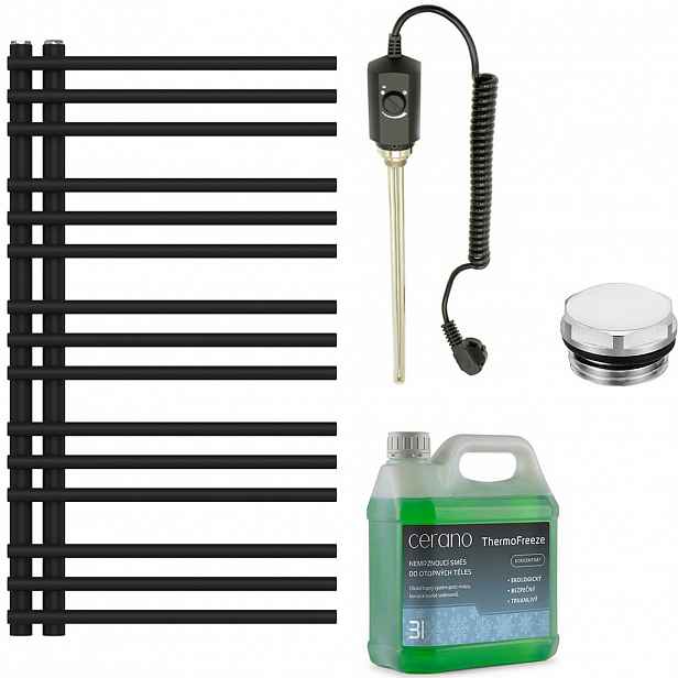 Koupelnový elektrický radiátorový set Burke - L/P - 300W - černá matná - 1000x500 mm