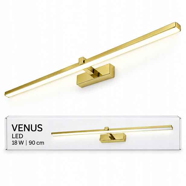 Nástěnné svítidlo do zrcadla Venus Led 18W 90 cm zlaté 1100lm neutrální 4200K IP44