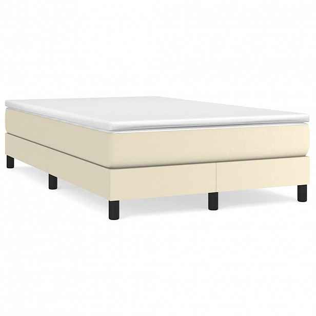 vidaXL Box spring postel s matrací krémová 120x200 cm umělá kůže