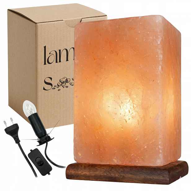 Himalájská solná lampa 3-4 kg, moderní ionizátor vzduchu japandi Helios