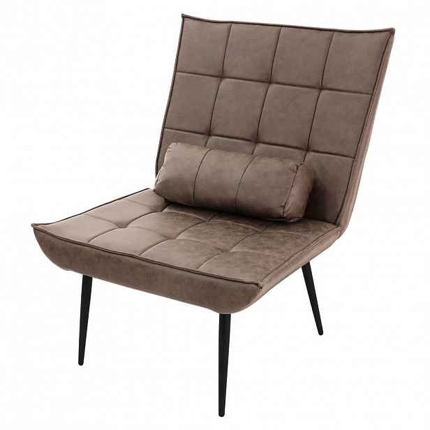 ML-DESIGN KŘESLO do obývacího pokoje z umělé kůže (PU) – hnědé relaxační křeslo s bederním polštářem