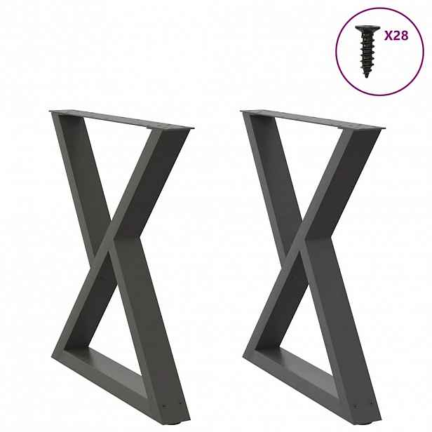 vidaXL Nohy k jídelnímu stolu 2 ks antracitové 80 x (72-73,3) cm ocelové