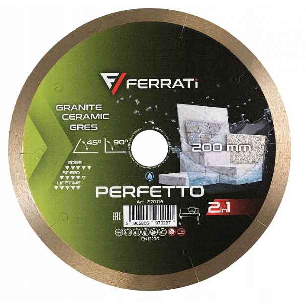 Ferrati Perfetto 2v1 Diamantový Kotouč Řezací 200 x 25,4 mm Granitový Mramor