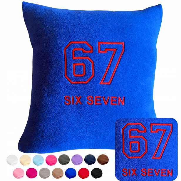 Polštář 67 six seven brain rot Dárek pro dítě chlapce dívky Výšivka