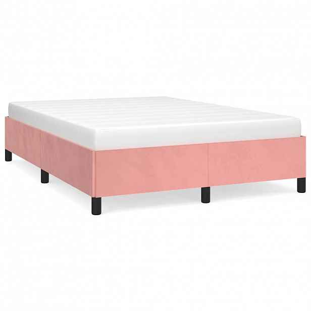 vidaXL Rám postele bez matrace růžový 140 x 190 cm samet