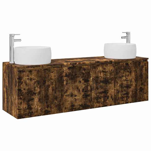 vidaXL Sada koupelnových skříněk 3 ks Kouřový dub 49,5 x 44,5 x 66 cm