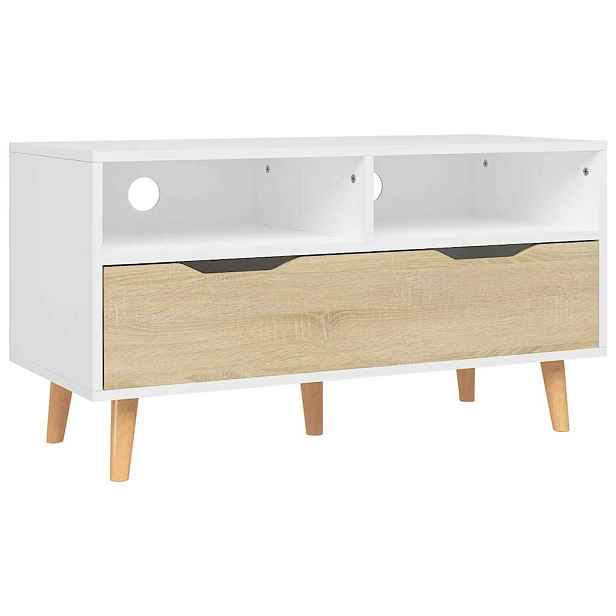 vidaXL TV skříňka bílá a dub sonoma 90 x 40 x 48,5 cm kompozitní dřevo