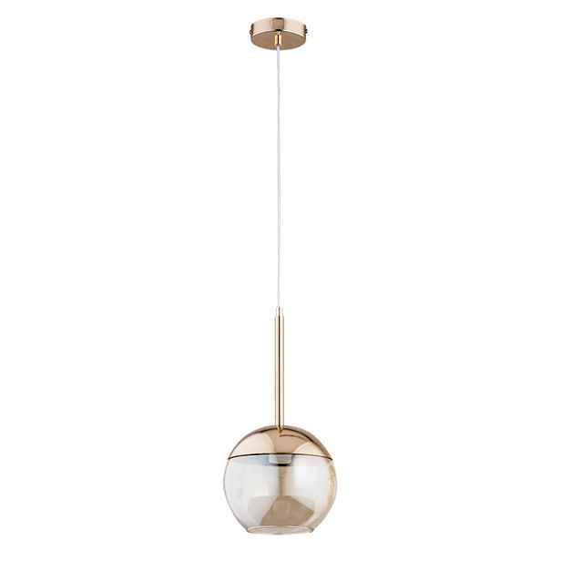 Závěsná lampa z moderního zlata, jantarová, skleněná, koule 15 cm nad stůl Alfa