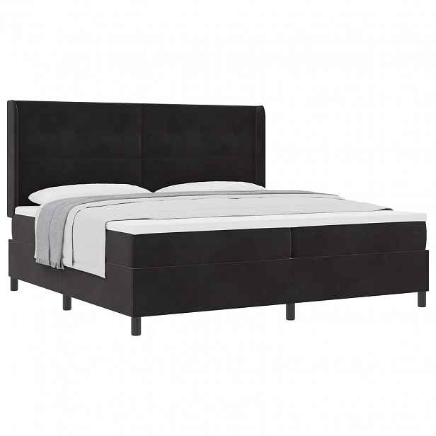 vidaXL Postel s boxspringem s čelo Černá 200 x 200 cm samet
