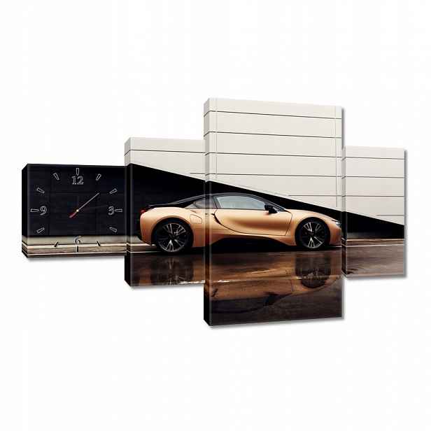 Nástěnné hodiny 130x80 Zlaté Bmw Auto