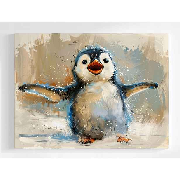 Plakát Tučňák Pták Zábava Radost Zima Mráz Sníh 100x75