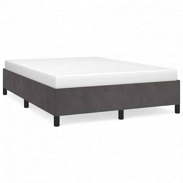 vidaXL Rám postele bez matrace tmavě šedá 140 x 200 cm samet