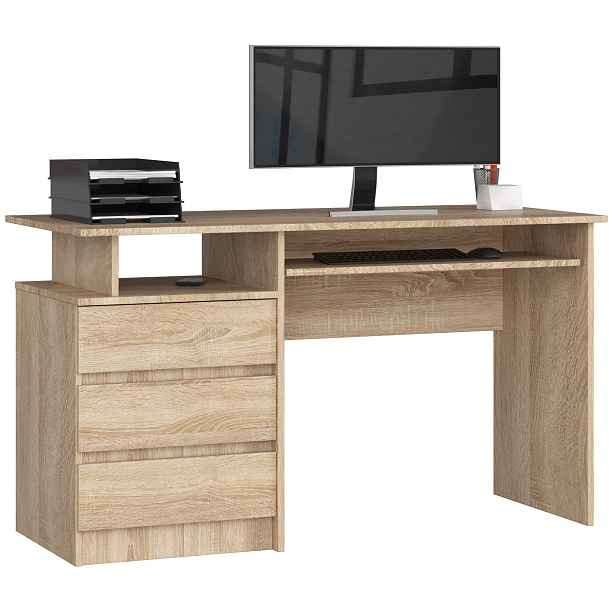 Ak furniture Volně stojící psací stůl CLP 135 cm dub sonoma