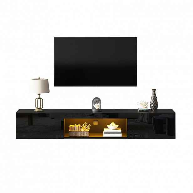 FLIEKS NÁSTĚNNÁ KOMODA 160 cm LED Černá Lowboard