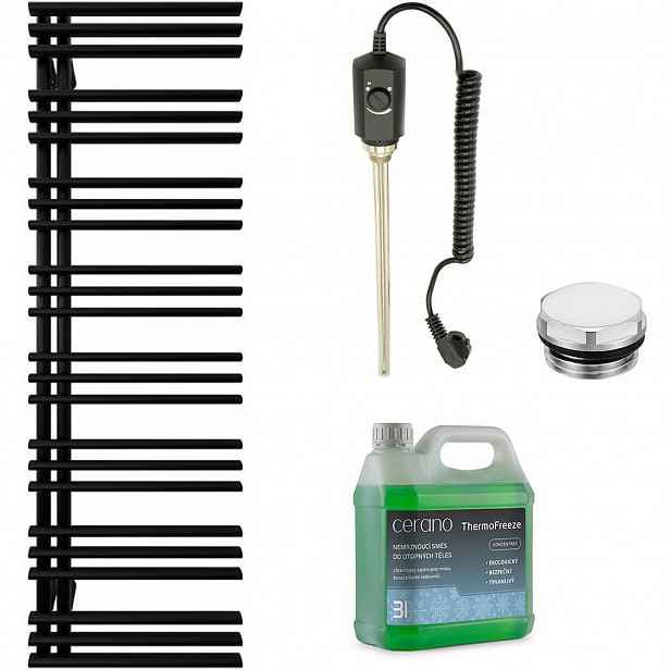 Koupelnový elektrický radiátorový set Burke - L/P - 600W - černá matná - 1600x500 mm