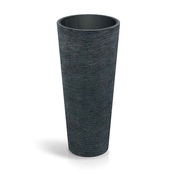 Prosperplast Plastový květináč TUBRAN ROUND SLIM černý granit, varianta 60 cm