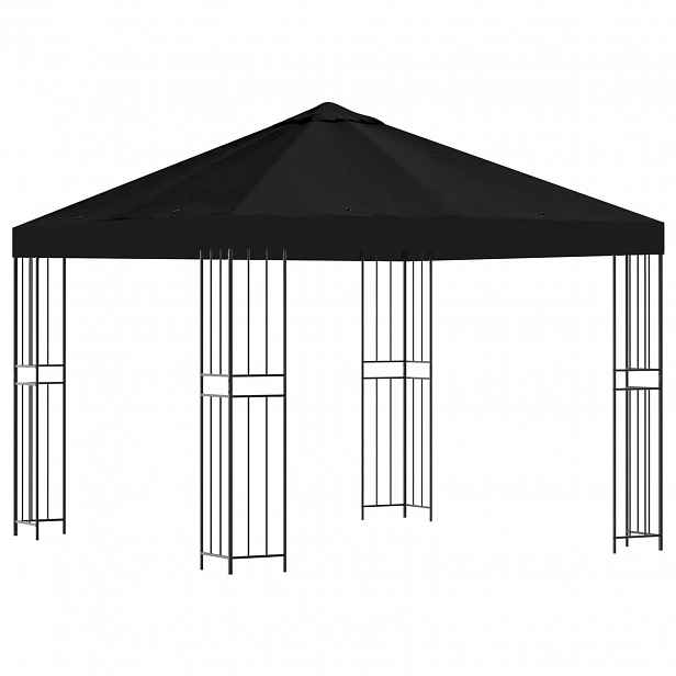 vidaXL Altán 3 x 3 m Černá Polyester a ocel 190 gsm