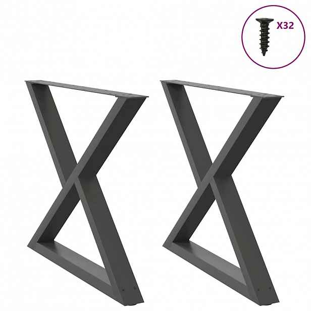 vidaXL Nohy k jídelnímu stolu 2 ks antracitové 90 x (72-73,3) cm ocelové
