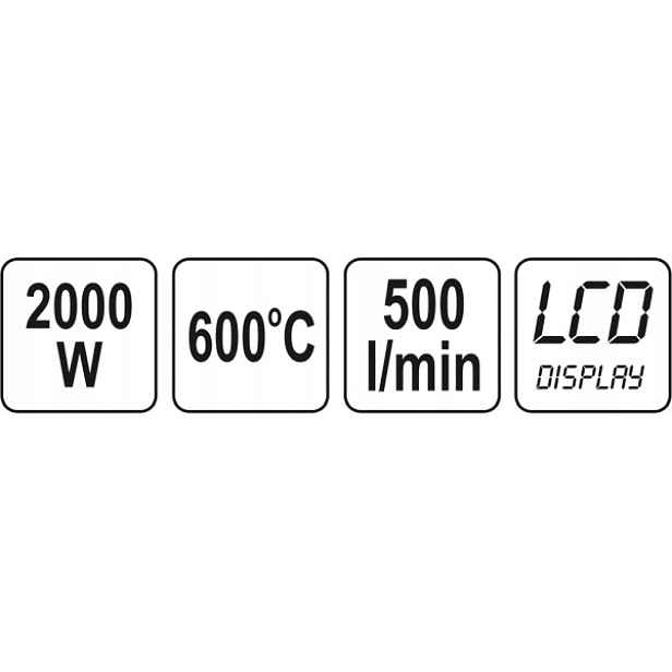Yato Horkovzdušná Pistole 2000W 70~600°C Akces. LCD Výška