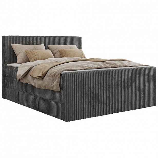 MKS POSTEL BOXSPRING TILIANO KING DUO 160/200 - Šedá manšestr - H3