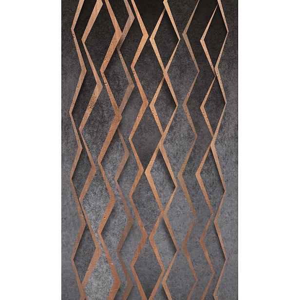 Šedá Geometrická Fototapeta Měděný Vzor 159 cm X 270 cm