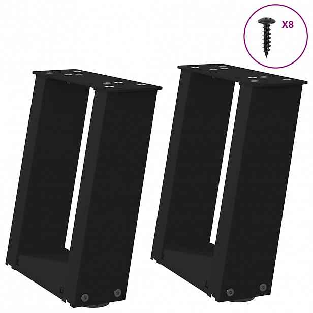 vidaXL Nohy konferenčního stolku ve tvaru U, 2 ks, černé, 30 x (30-31) cm, ocel