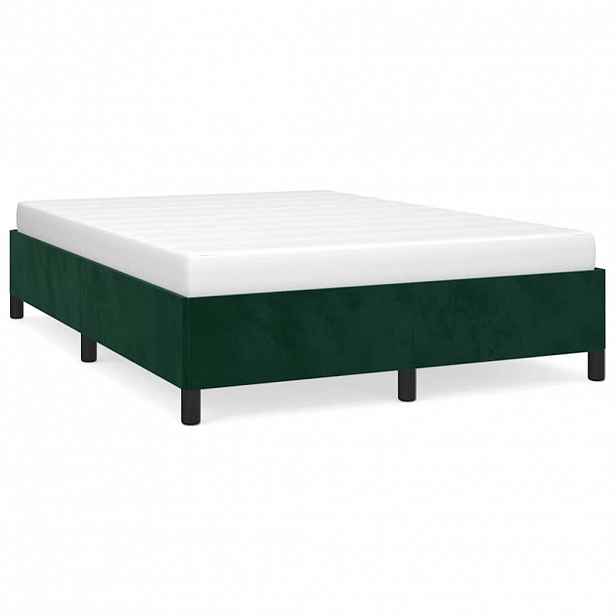 vidaXL Rám postele bez matrace tmavě zelená 140 x 200 cm samet