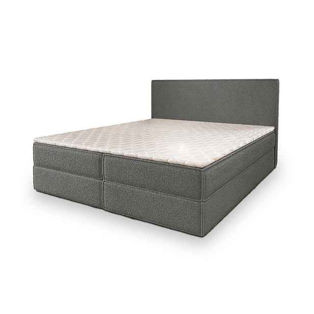 MASSENO AMERICKÁ POSTEL PELLIO, 200x200 cm s matrací a úložným prostorem, H2+H3, šedá