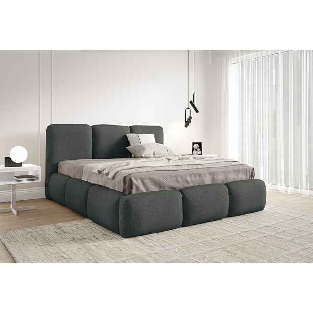 Čalouněná manželská postel 180x200 BORA - tmavě šedá