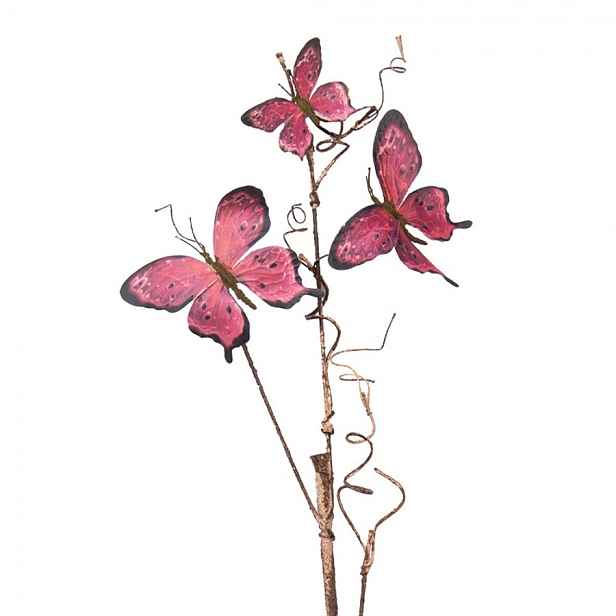 Dekorativní větev s růžovými motýlky Butterfly pink - 14*5*85 cm Clayre & Eef