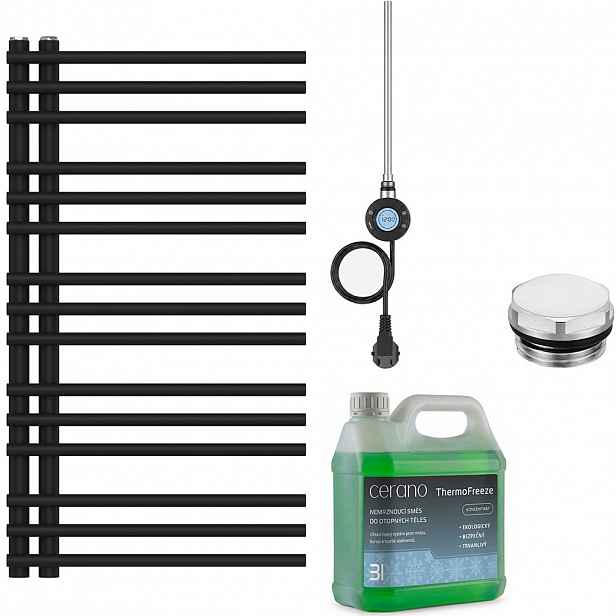 Koupelnový elektrický radiátorový set Burke - L/P - WIFI - 300W - černá matná - 900x500 mm