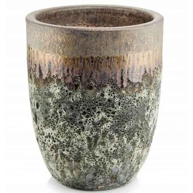 Květináč s kulatým obalem Vintage, zlato-hnědý, 25 cm