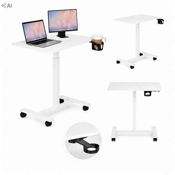 Mobilní nastavitelný psací stůl 70 x 48 cm s pneumatickým zvedákem 71,5-112 cm