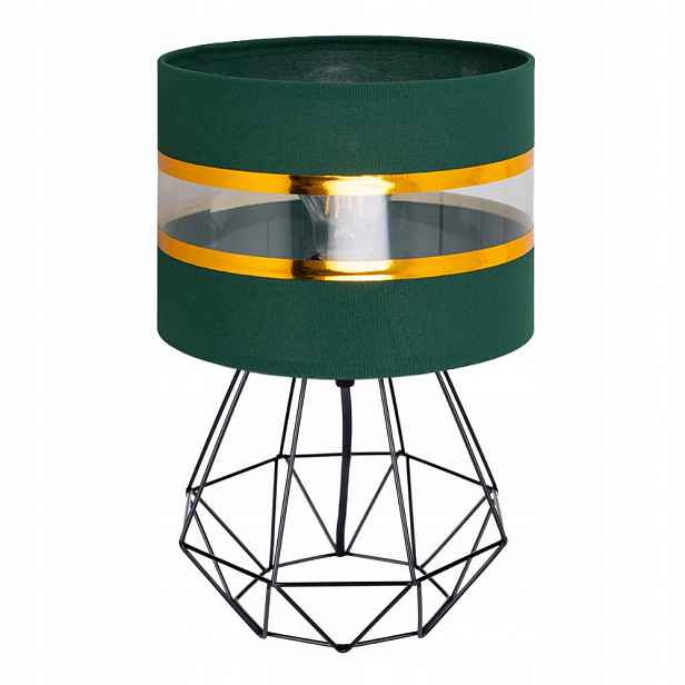Noční Lampa Stolní Diamantová Se Stínítkem Lahvově Zelená Barva Stínítko