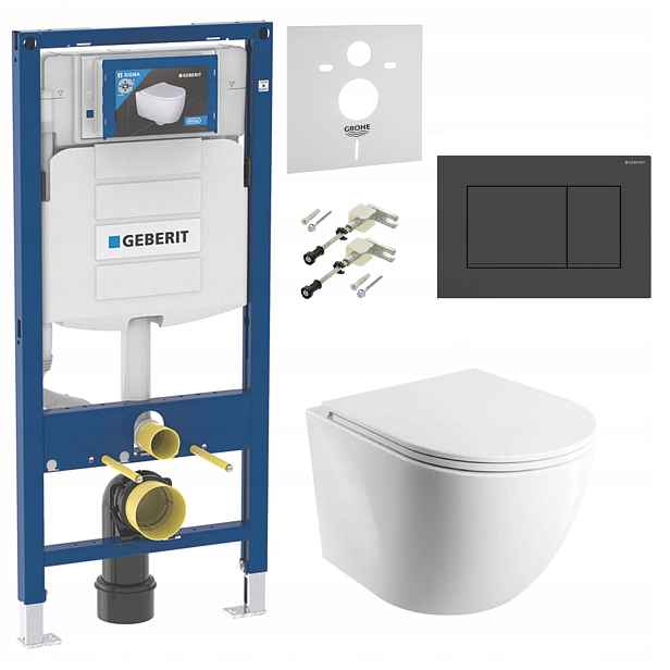 Podomítkový set Wc mísa Omnires Silent Power tlačítko Sigma černá