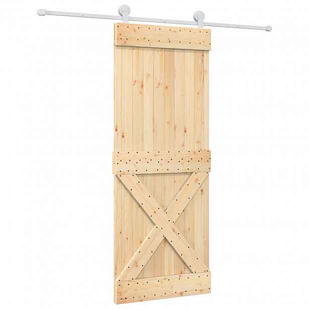 vidaXL Posuvné dveře 80 x 210 cm Masivní borové dřevo (neupravené)