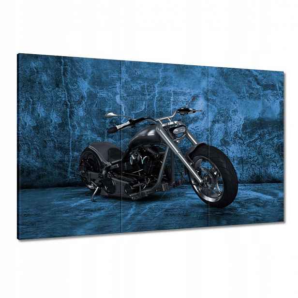Obrazy 120x80 Modrá stěna Motocykl