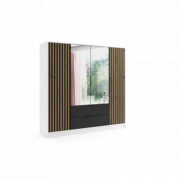 ALTDECOR ŠATNÍ SKŘÍŇ NERA – 200 cm – bílá | černá | dub artisan